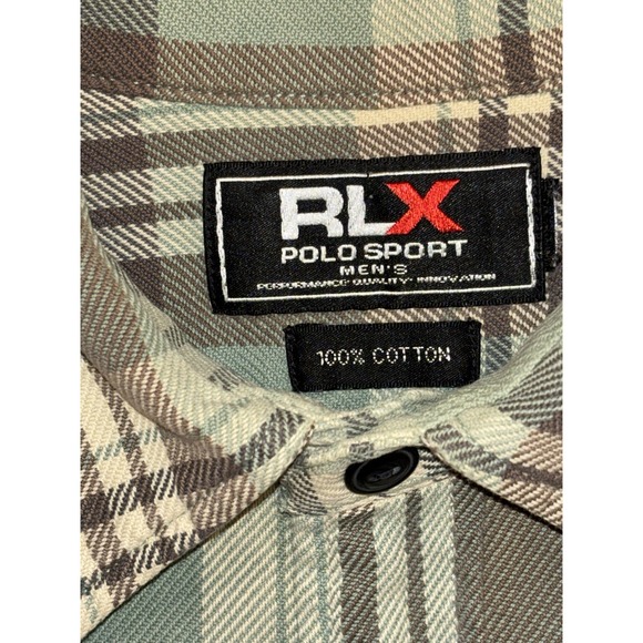 Ralph Lauren RLX Polo Sport Green Plaid Heavy Duty Flannel Shirt Sportsman XL - Picture 6 of 8